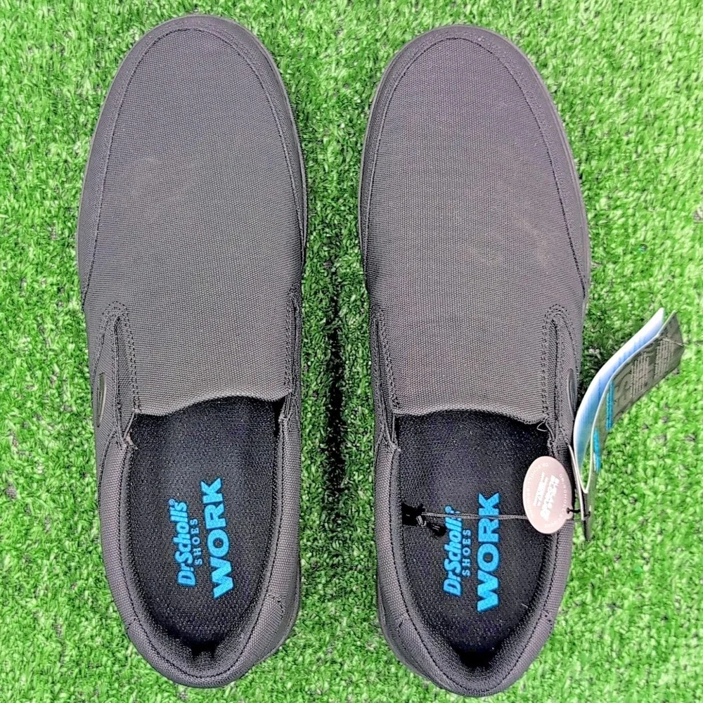 Dr Schollls Valium Shoes Mens 11‎ M Work Sneakers Flat Black Fabric Slip On